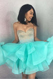 Sparkly Strapless Mint Green Homecoming Dress Short Prom Dress PG162 - Tirdress
