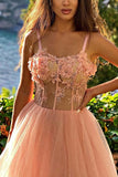 Split See Through Lace Formal Gown Sweetheart Neck Tulle Prom Dress TP1036 - Tirdress