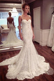 Strap Sweetheart Backless Mermaid Lace Wedding Dress Ball Gown WD026