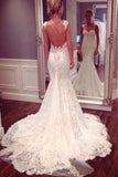 Strap Sweetheart Backless Mermaid Lace Wedding Dress Ball Gown WD026 - Tirdress
