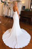 Strapless Chapel Train Mermaid Long Satin Wedding Dresses TN318 - Tirdress