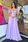 Strapless Lilac Tulle Long Evening Dress A-Line Floor Length Prom Dress TP1202