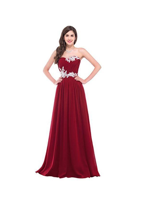 Strapless Long Evening Dress with Appliques Prom Dresses PG276 - Tirdress