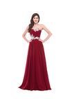 Strapless Long Evening Dress with Appliques Prom Dresses PG276