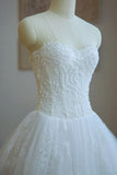 Strapless -Up Appliques A Line Chapel Train Wedding Dress With Beading WD168 - Tirdress