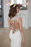 Stunning Mermaid Sleeveless Lace Wedding Dress Zipper Button WD041 - Tirdress