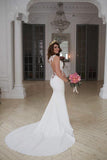 Stunning Mermaid Sleeveless Lace Wedding Dress Zipper Button WD041 - Tirdress