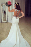 Stunning Mermaid Sleeveless Lace Wedding Dress Zipper Button WD041 - Tirdress