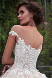 Stunning V-Neck Cap Sleeves Ball Gown Floor Length Wedding Dress TN0050 - Tirdress