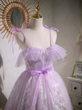 Sweet Purple A-line Short Party Dress Homecoming Dress with Ribbon HD0170 - Tirdress