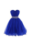 Sweet Heart Tulle Homecoming Dresses Short Prom Dresses With Beading TR003