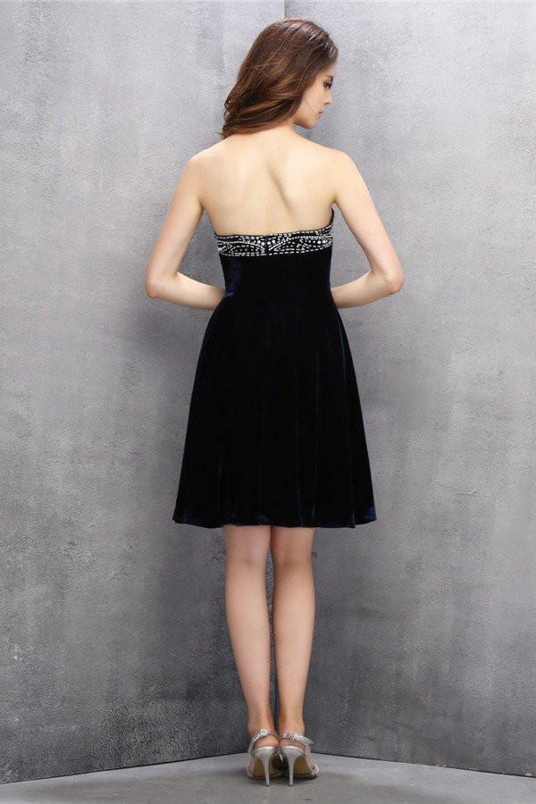 Sweet heart Chiffon Dark Navy Homecoming Dress with Beading PG007 - Tirdress