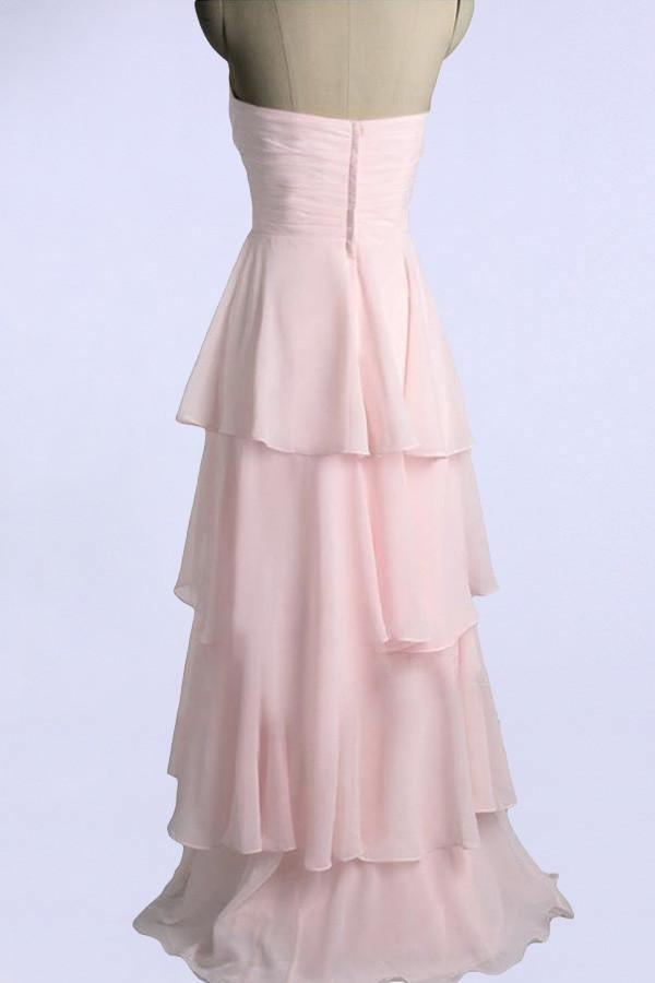 Sweetheart A-line Floor Length Chiffon Light Pink Bridesmaid Dress TY0018 - Tirdress