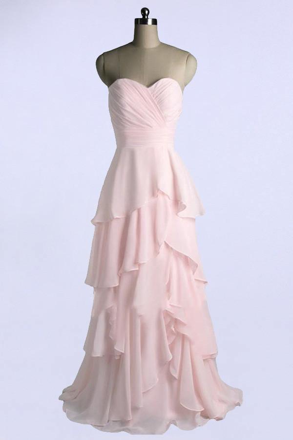 Sweetheart A-line Floor Length Chiffon Light Pink Bridesmaid Dress US0 / Custom Color Sweetheart A-line Floor Length Chiffon Light Pink Bridesmaid Dress US0 / Custom Color
