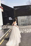 Sweetheart A-line  Lace Tulle Wedding Dresses With Court Train WD091