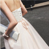 Sweetheart A-line Lace Tulle Wedding Dresses With Court Train WD091 - Tirdress