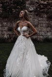 Sweetheart A-line Wedding Dresses Tulle Appliqued Wedding Gowns TN278