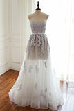 Sweetheart Floor-Length Ivory Tulle Prom Dress with Appliques  PG484