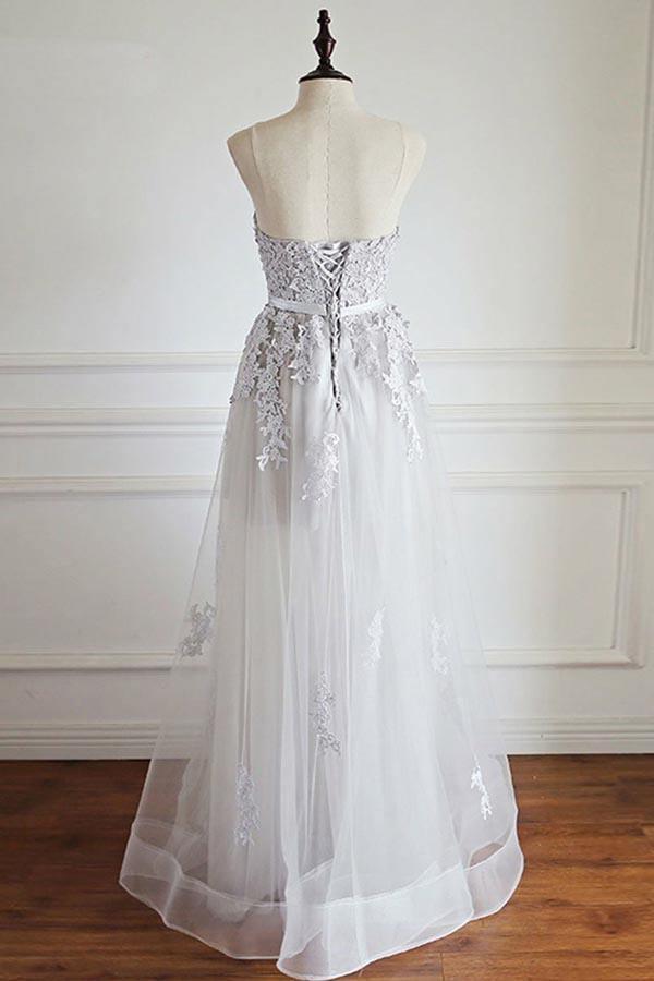 Sweetheart Floor-Length Ivory Tulle Prom Dress with Appliques PG484 - Tirdress