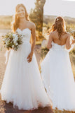Sweetheart Floor-Length Ivory Wedding Dress with Lace WD059 - Tirdress