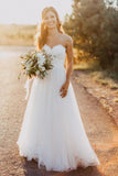 Sweetheart Floor-Length Ivory Wedding Dress with Lace WD059 - Tirdress