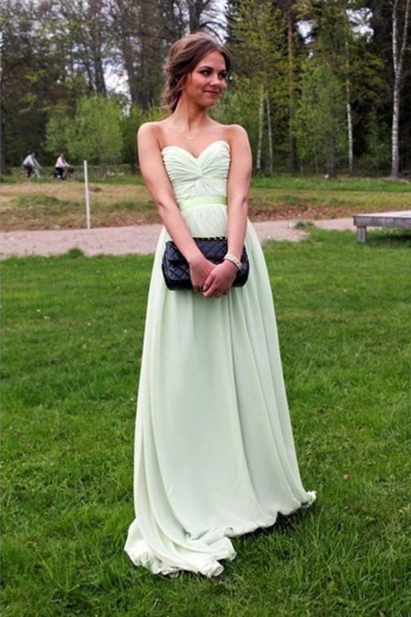 Sweetheart Floor Length Prom Chiffon Dresses With Rushed PG 231 - Tirdress