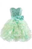 Sweetheart Knee Length Homecoming Dress With Beads Bowtie Sash TR0146