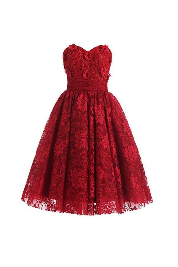 Sweetheart Knee Length Homecoming Dresses Lace Cocktail Dress US8 / Custom Color Sweetheart Knee Length Homecoming Dresses Lace Cocktail Dress US8 / Custom Color