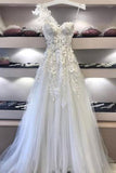Sweetheart Lace Applique Long Prom Dress, Off White Evening Dress TP0829