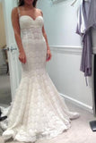 Sweetheart Lace Court Train Wedding Dress With Spaghetti Straps TN0053