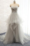 Sweetheart Long Tulle White Wedding Dresses with Beading PG 208