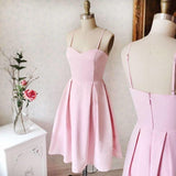 Sweetheart Neck Short Pink Prom Dresses Satin Homecoming Dresses HD0114 - Tirdress