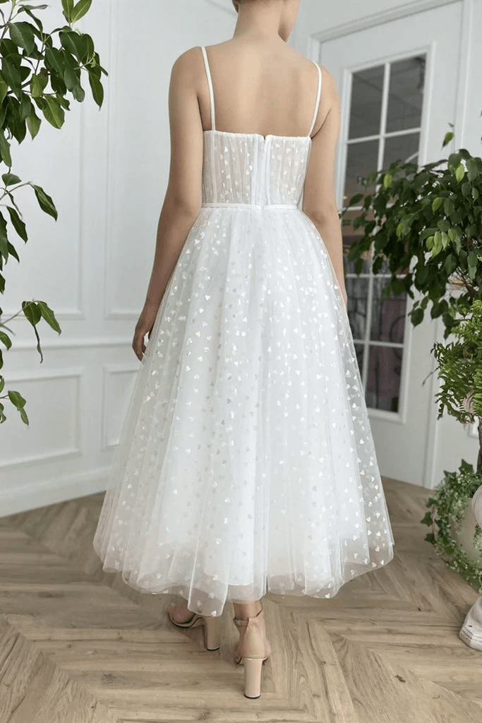 Neck Tulle Lvory Prom Dresses, Tea Length Evening Dresses TP1128 US16 / Custom Color Neck Tulle Lvory Prom Dresses, Tea Length Evening Dresses TP1128 US16 / Custom Color