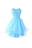 Sweetheart Organza Blue Homecoming Dresses Prom Dresses PG054 - Tirdress