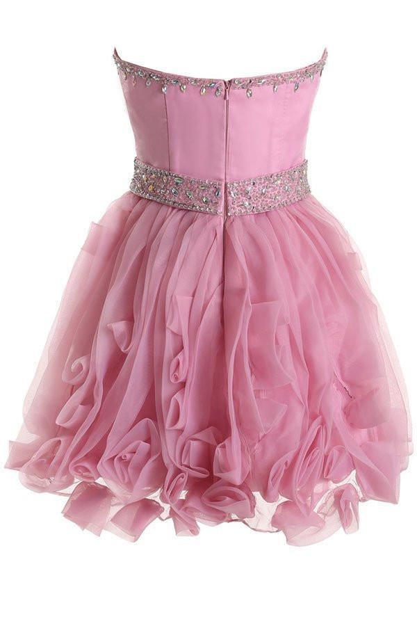 Sweetheart Organza Pink Homecoming Dresses Short Prom Dresses PG067 - Tirdress