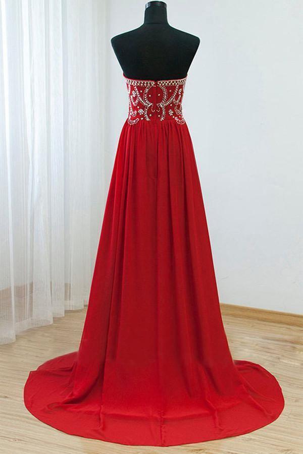 Sweetheart Red Chiffon Prom dress Evening Dress PG 238 - Tirdress