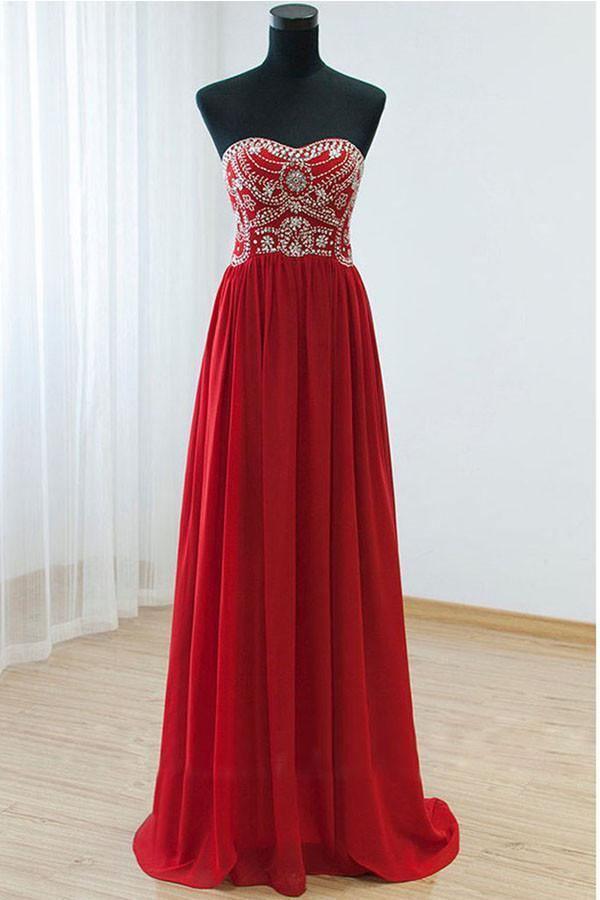 Sweetheart Red Chiffon Prom dress Evening Dress PG 238 - Tirdress