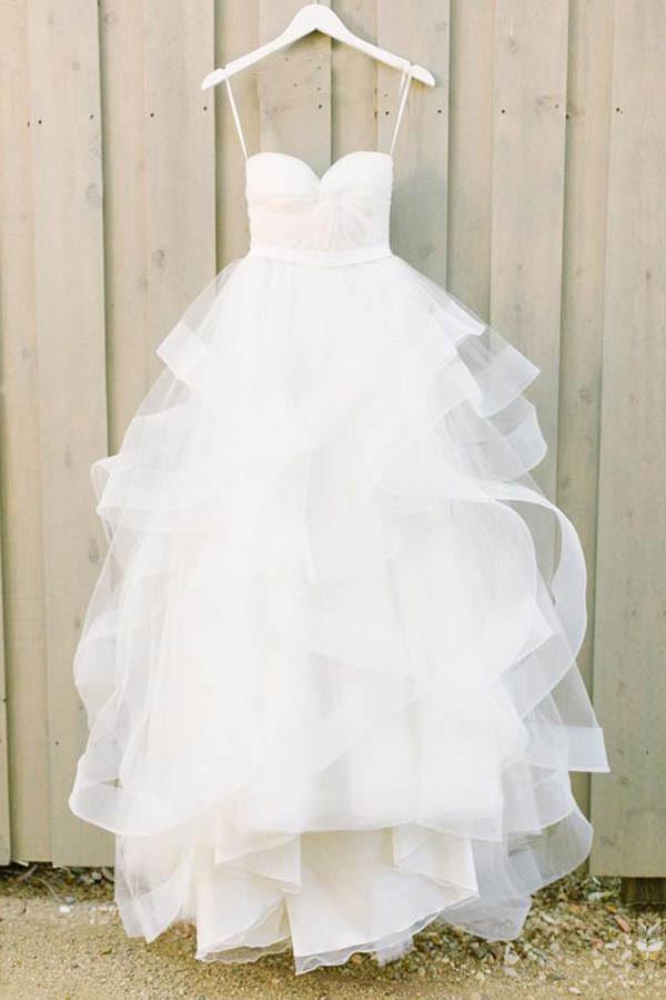 Sweetheart Ruffles Tulle A-line Wedding Dress Bride Gowns WD114 - Tirdress