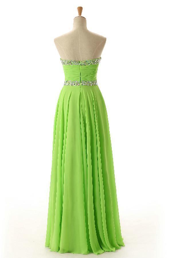 Sweetheart Sleeveless Backless Chiffon Green Prom Dress PG 243 - Tirdress