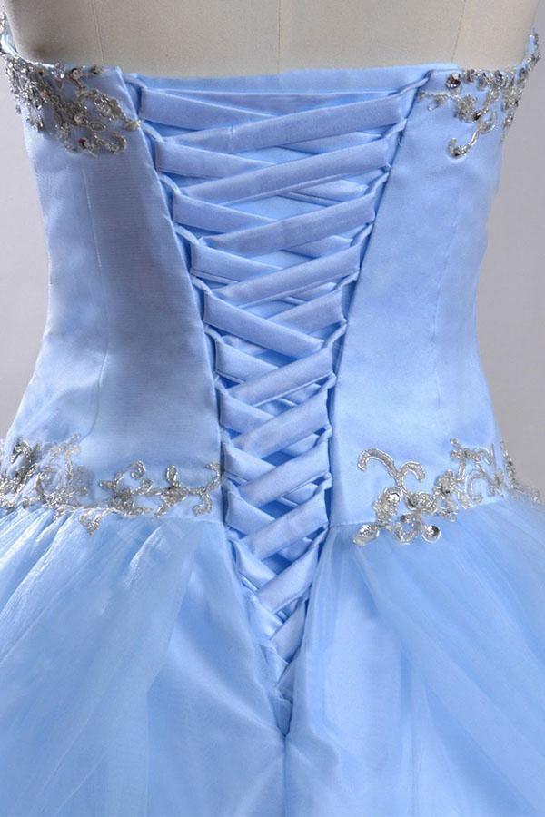 Sweetheart Sleeveless Light Blue Beading Wedding Dress With Beading WD169 - Tirdress