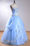 Sweetheart Sleeveless Light Blue Beading Wedding Dress With Beading WD169 - Tirdress