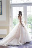 Sweetheart Strapless Flowers Beading Wedding Dress With Court Train WD092 - Tirdress