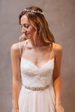 Sweetheart Straps White Chiffon Wedding Dress with Beading PG 202 - Tirdress