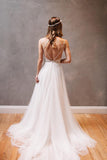 Sweetheart Straps White Chiffon Wedding Dress with Beading PG 202