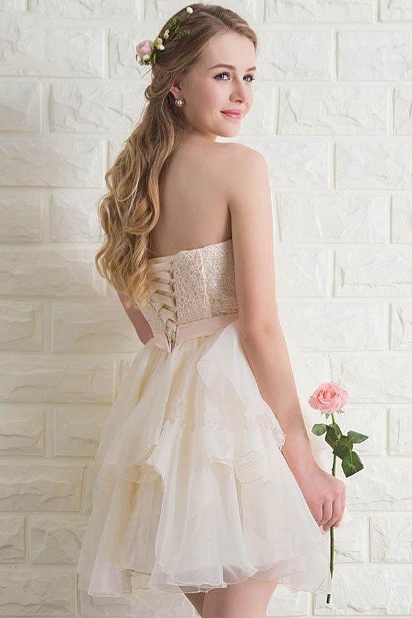 Sweetheart Tulle Lace Homecoming Dresses Short Prom Dresses PG173 - Tirdress