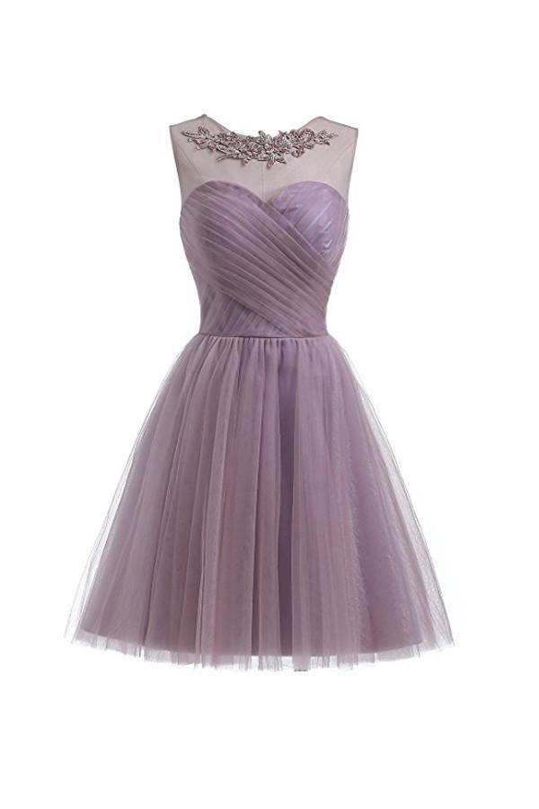 Sweetheart Tulle Light Purple Homecoming Dresses Short Prom Dresses PG069 - Tirdress