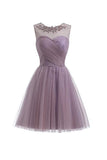 Sweetheart Tulle Light Purple Homecoming Dresses Short Prom Dresses PG069