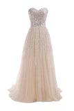 Sweetheart Tulle Long Prom Dress With Beading Sequins PG 210