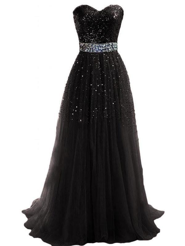 Sweetheart Tulle Long Prom Dress With Beading Sequins PG 210 - Tirdress