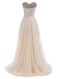 Sweetheart Tulle Long Prom Dress With Beading Sequins PG 210 - Tirdress